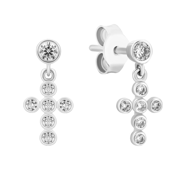 Золоті сережки-підвіски з фіанітами. Артикул UG52/50/517/1