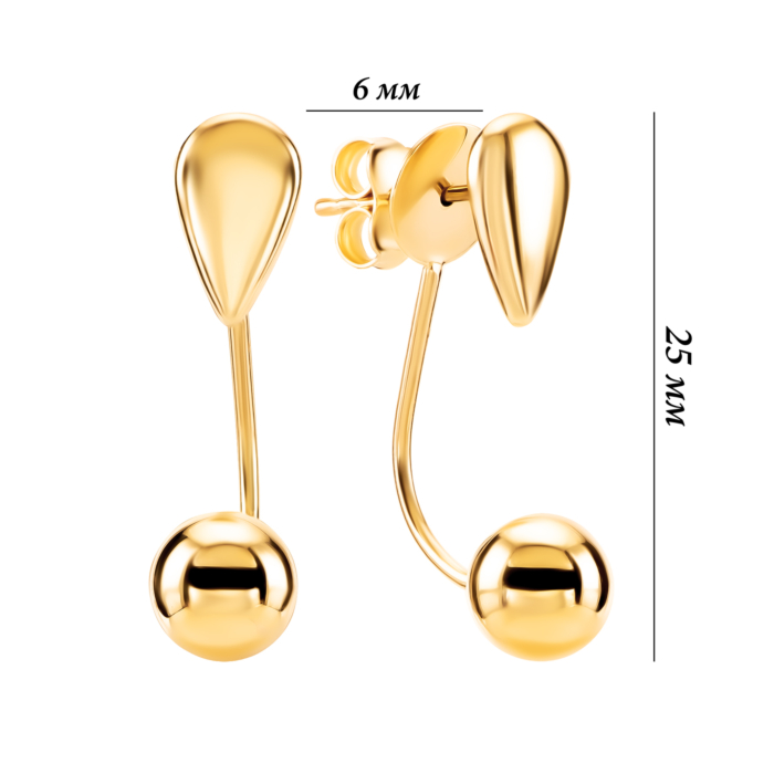 Золотые пусеты 2 в 1. Артикул UG52/50/876/2