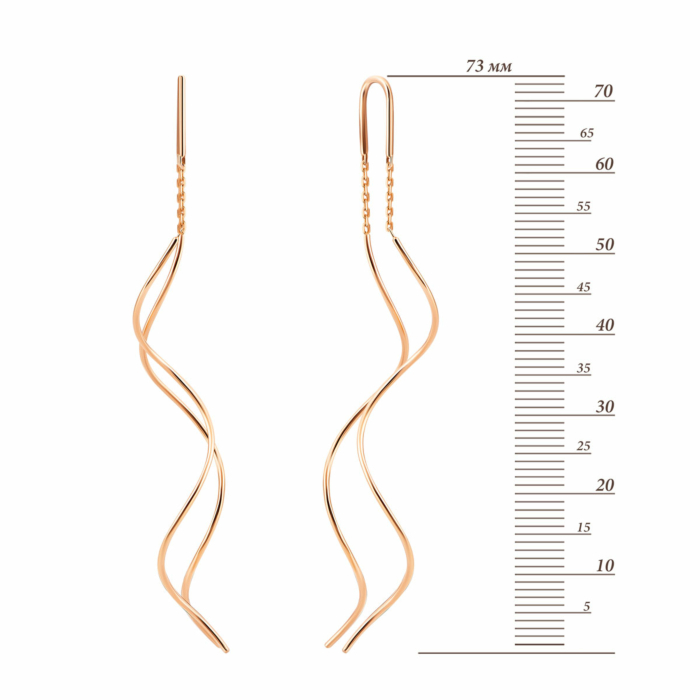 Золотые серьги-протяжки (продевки). Артикул UG5200491610101