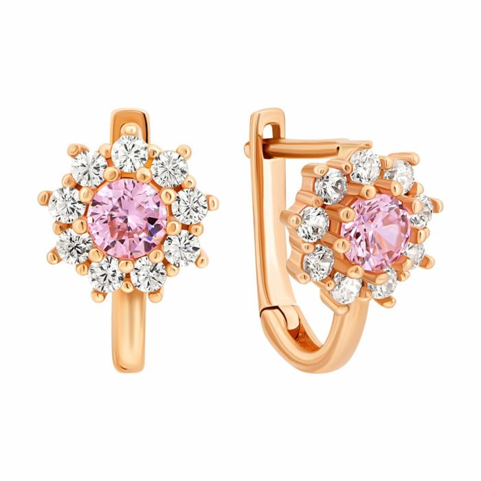 Золоті сережки з фіанітами. Артикул UG52011014801