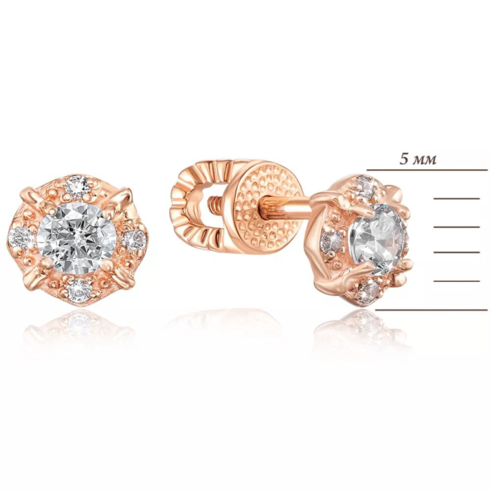 Золоті пусети з фіанітами. Артикул 21339 кп