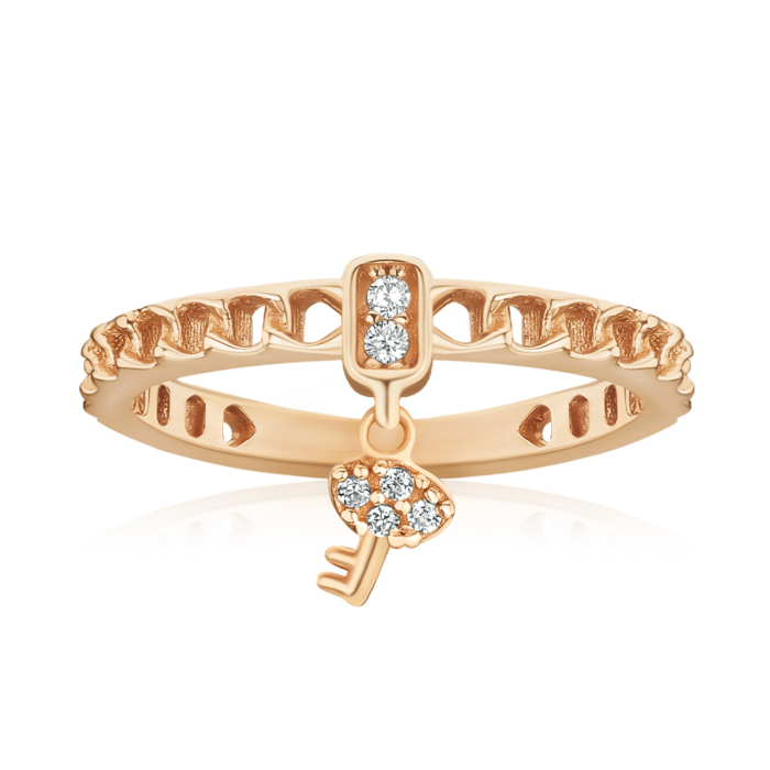 Золота каблучка з фіанітами F-1314-R/01/1