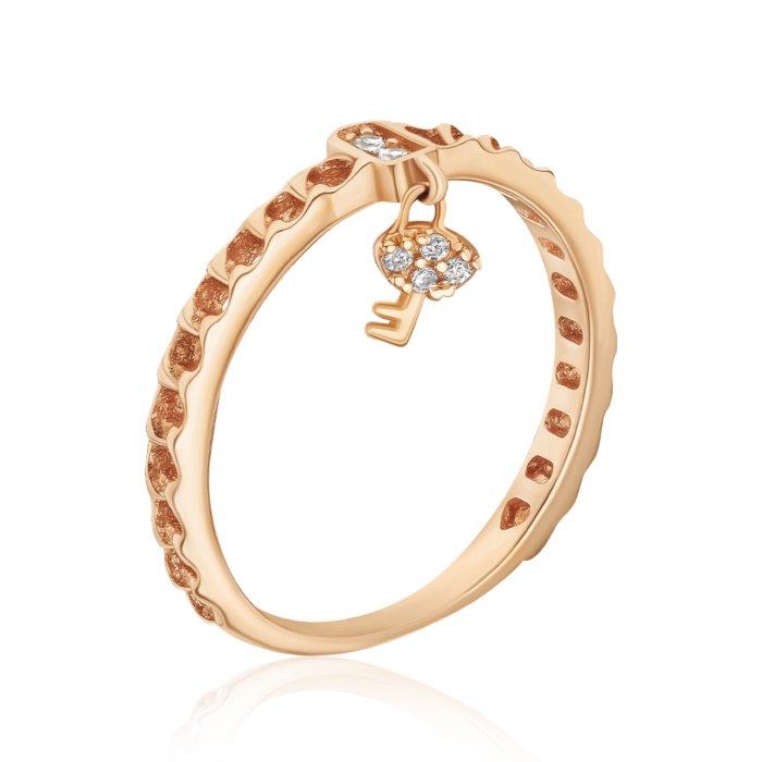 Золота каблучка з фіанітами F-1314-R/01/1