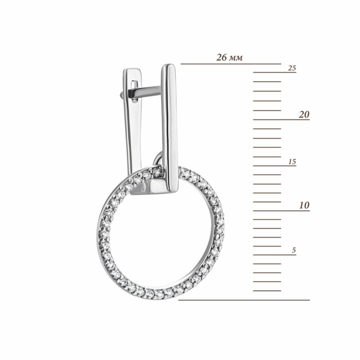 Срібні сережки-підвіски з фіанітами. Артикул UG520634