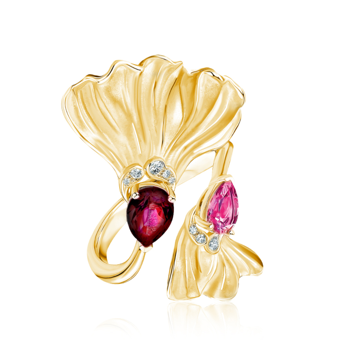 Каблучка з жовтого золота Magerit з топазами та діамантами 2064.1-R/05/10964