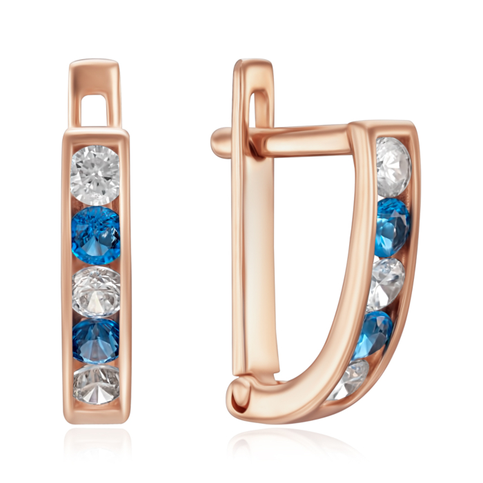 Золотые серьги с фианитами. Артикул 2076г