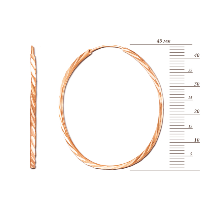 Золоті сережки-конго з алмазною гранню. Артикул 20810/4
