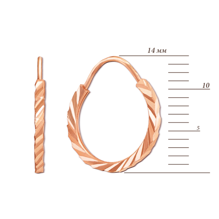 Золоті сережки-конго з алмазною гранню. Артикул 20810 (20810/01/2)