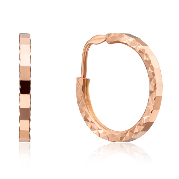 Золоті сережки-конго з алмазною гранню. Артикул 20860 (20860/01/2)