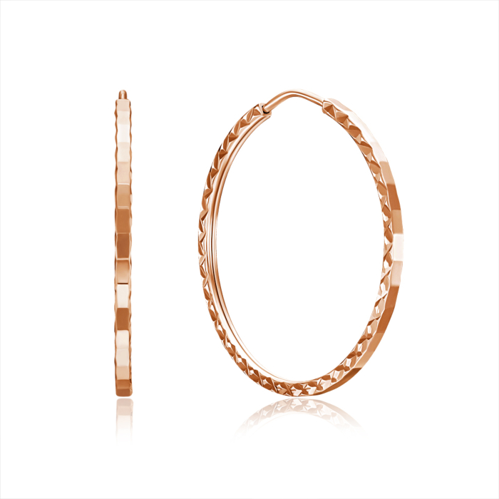 Золоті сережки-конго з алмазною гранню. Артикул 20860/3