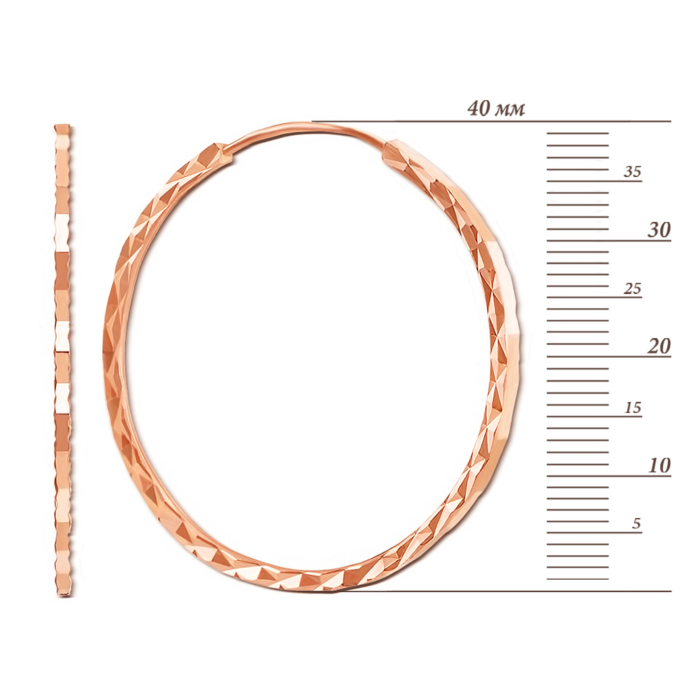 Золотые серьги-конго с алмазной гранью. Артикул 20860/4