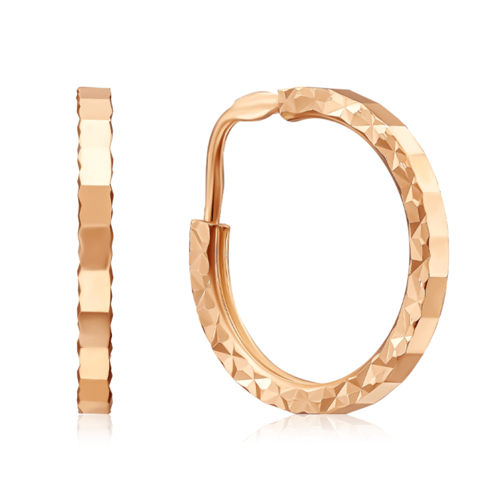 Золоті сережки-конго з алмазною гранню. Артикул 20860
