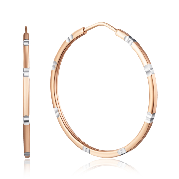 Золотые серьги-конго с алмазной гранью. Артикул 20878-3/01/3