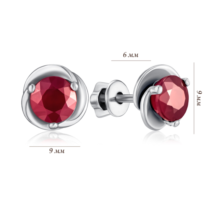 Срібні сережки з рубіном. Артикул 2089/9р-RUB