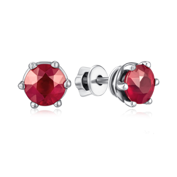 Срібні сережки з рубіном. Артикул 2092/9р-RUB