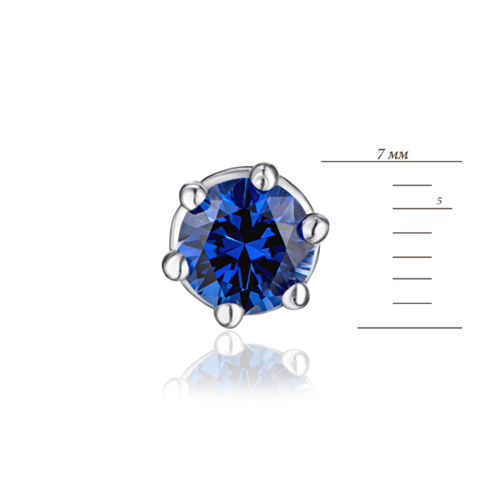 Срібні пусети з сапфіром. Артикул 2092/9р-HSPH