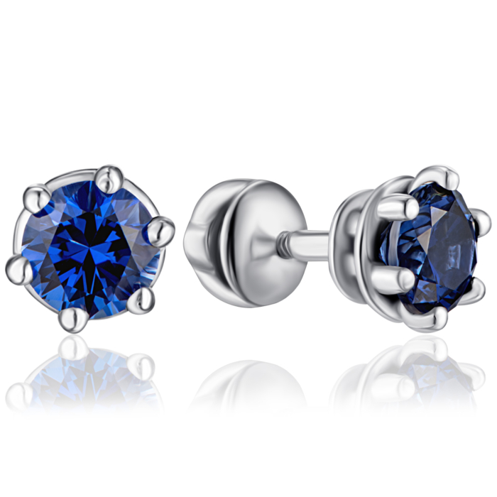 Срібні пусети з сапфіром. Артикул 2092/9р-HSPH