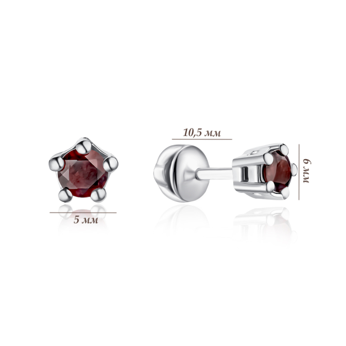 Серебряные серьги с гранатом. Артикул 2093/9р-GAR