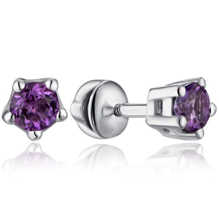 Срібні сережки з аметистом. Артикул 2093/9р-AMT