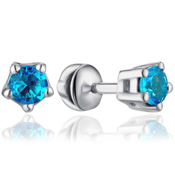 Срібні пусети з кварцом. Артикул 2093/9р-QSWB