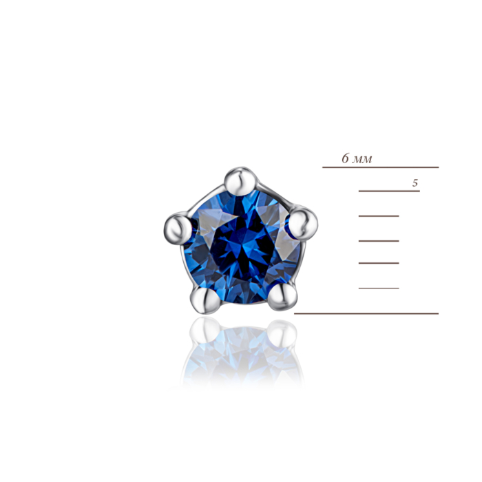 Срібні пусети з сапфіром. Артикул 2094/9р-HSPH