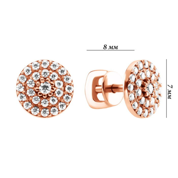 Золотые пусеты с фианитами. Артикул UG521/0150/02/01/02