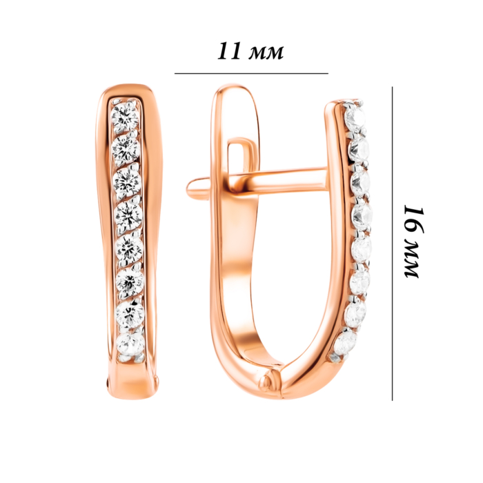 Золоті сережки з фіанітами. Артикул UG521/0415/01/01/01