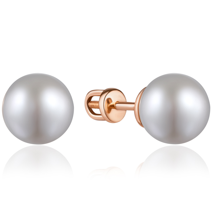 Золотые пуссеты с жемчугом. Артикул 210010810101