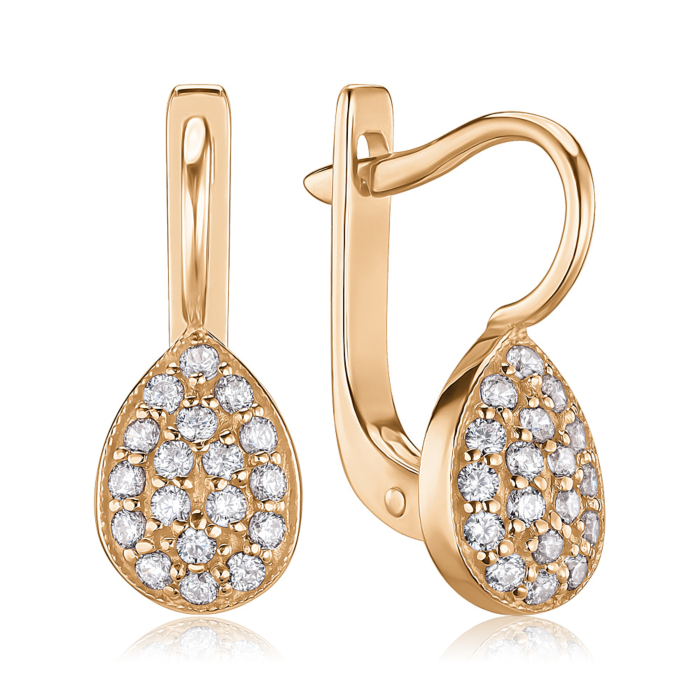 Золотые серьги с фианитами. Артикул 2100995101-E/01/1