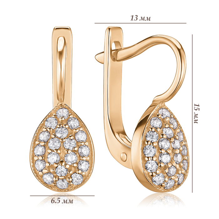 Золотые серьги с фианитами. Артикул 2100995101-E/01/1