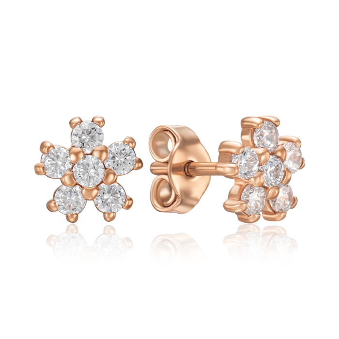 Золоті сережки з фіанітами. Артикул 21010-з/01/0/17