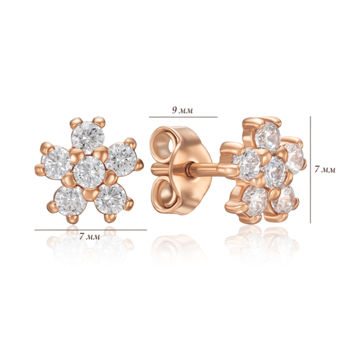 Золоті сережки з фіанітами. Артикул 21010-з/01/0/17