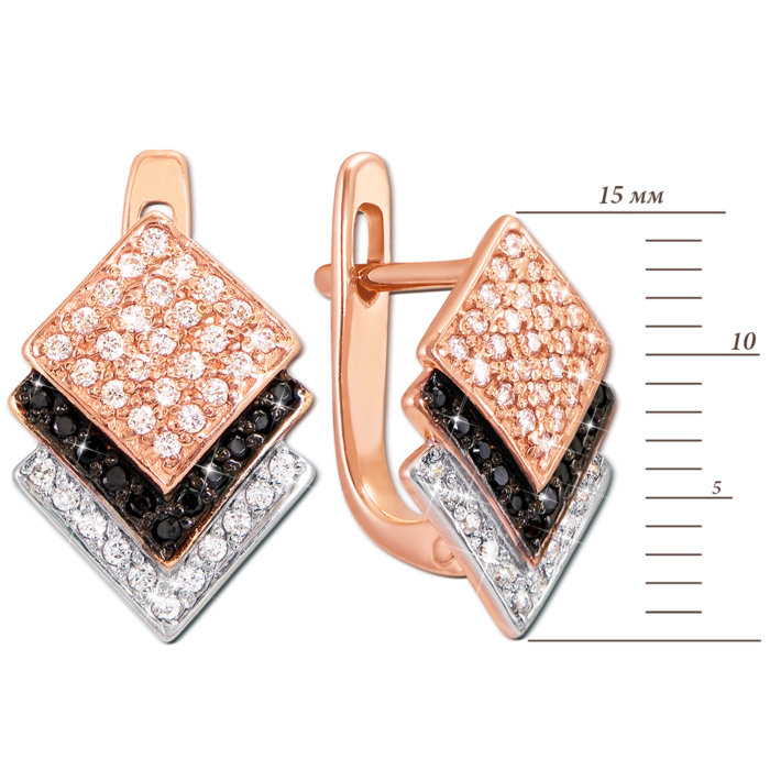 Золоті сережки з фіанітами. Артикул 21034/ч кп