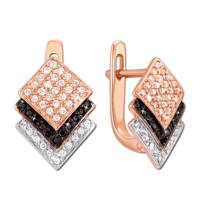 Золоті сережки з фіанітами. Артикул 21034/ч кп