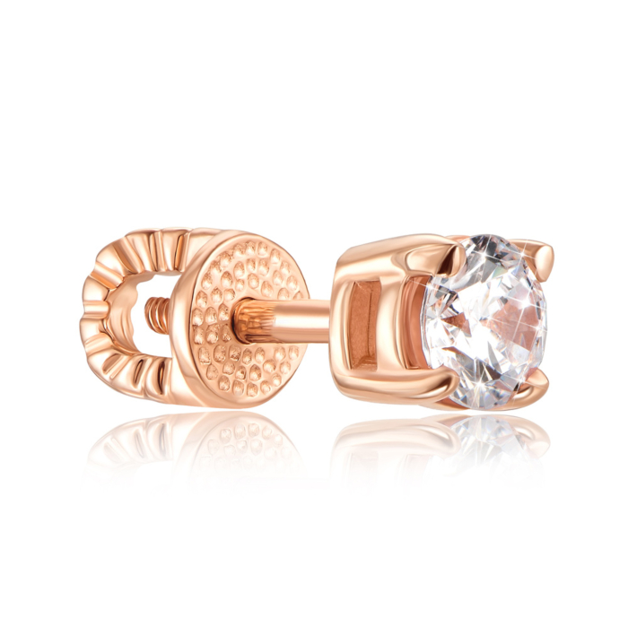 Золотой одиночный пуссет с фианитом. Артикул 21038-0/01/0/29 (21038/м)