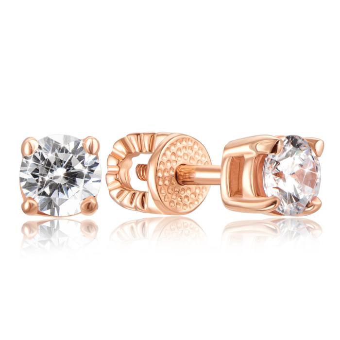 Золоті пусети з фіанітами. Артикул 21038