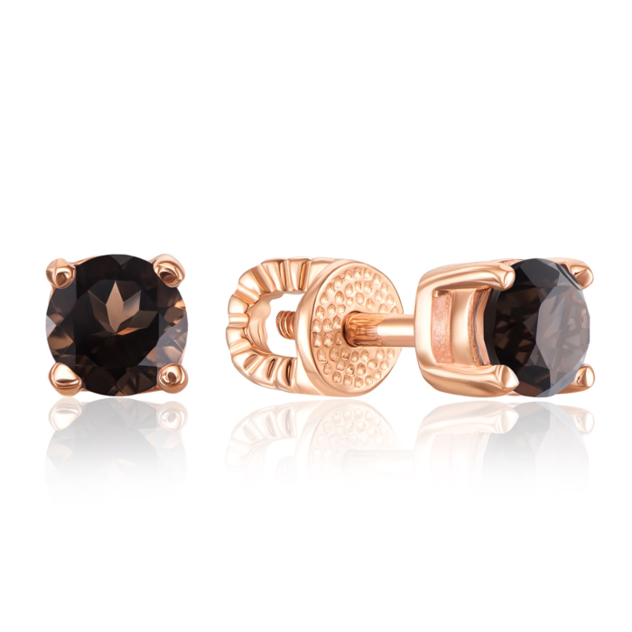 Золоті пусети з раухтопазом. Артикул 21038/раух