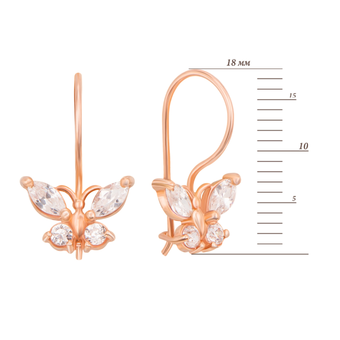 Золотые серьги с фианитами. Артикул 21039