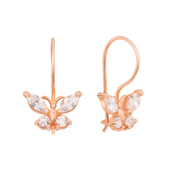 Золотые серьги с фианитами. Артикул 21039