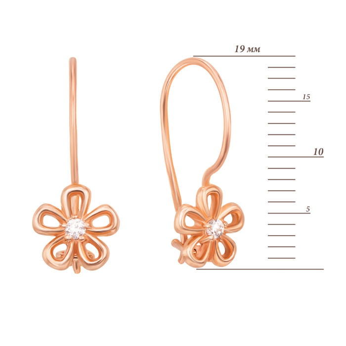 Золоті сережки з фіанітами. Артикул 21040