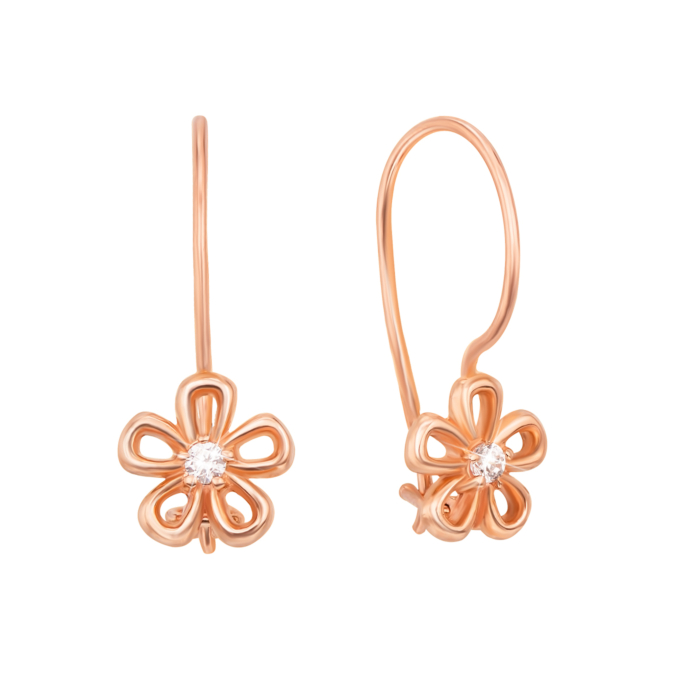 Золоті сережки з фіанітами. Артикул 21040