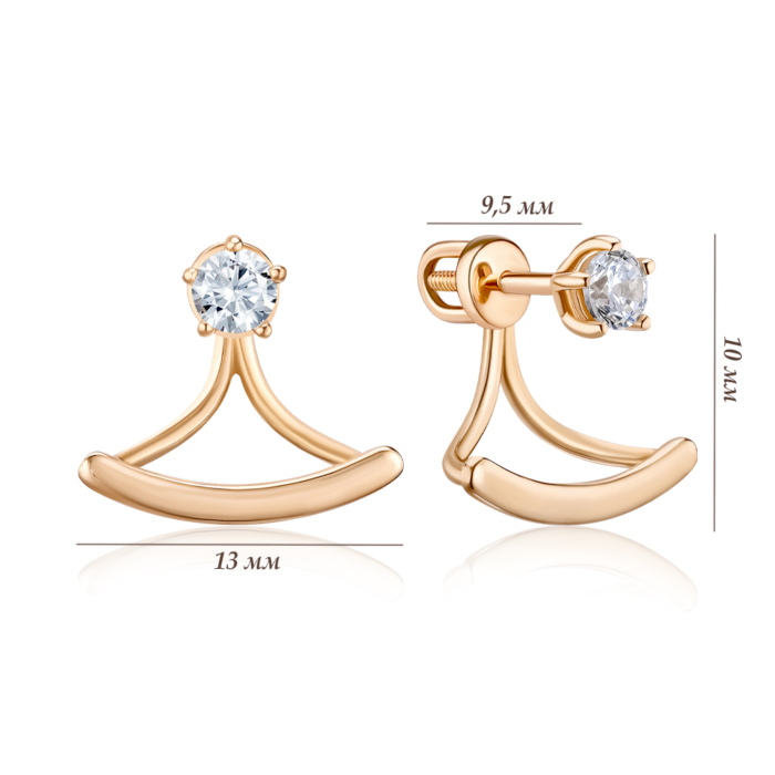 Золоті сережки-джекети з фіанітом. Артикул 2105844101