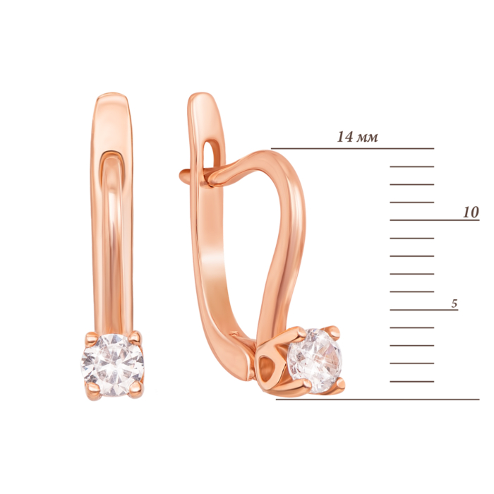 Золотые серьги с фианитами. Артикул 21059