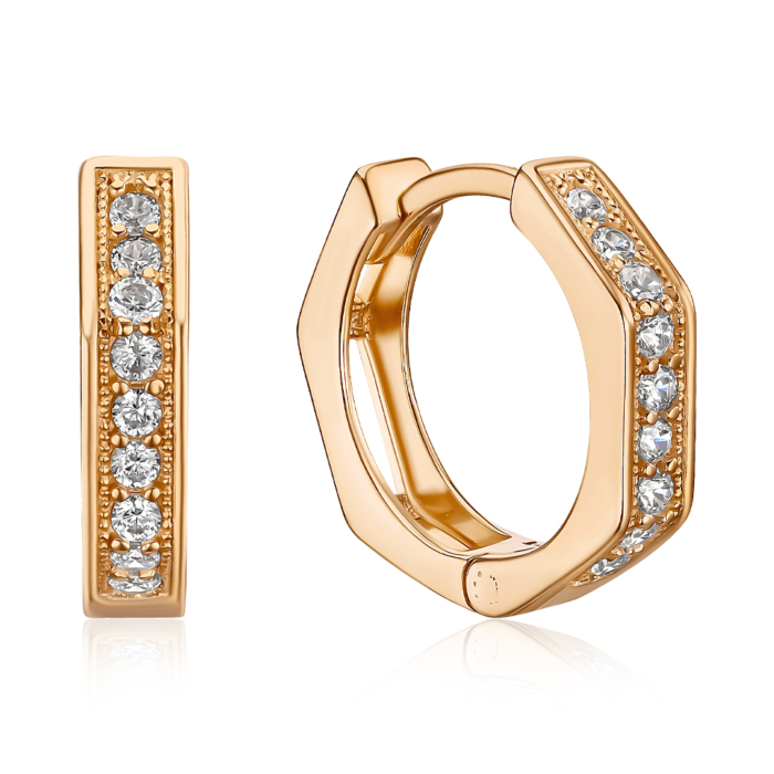 Золоті сережки-конго з фіанітами 2106288101