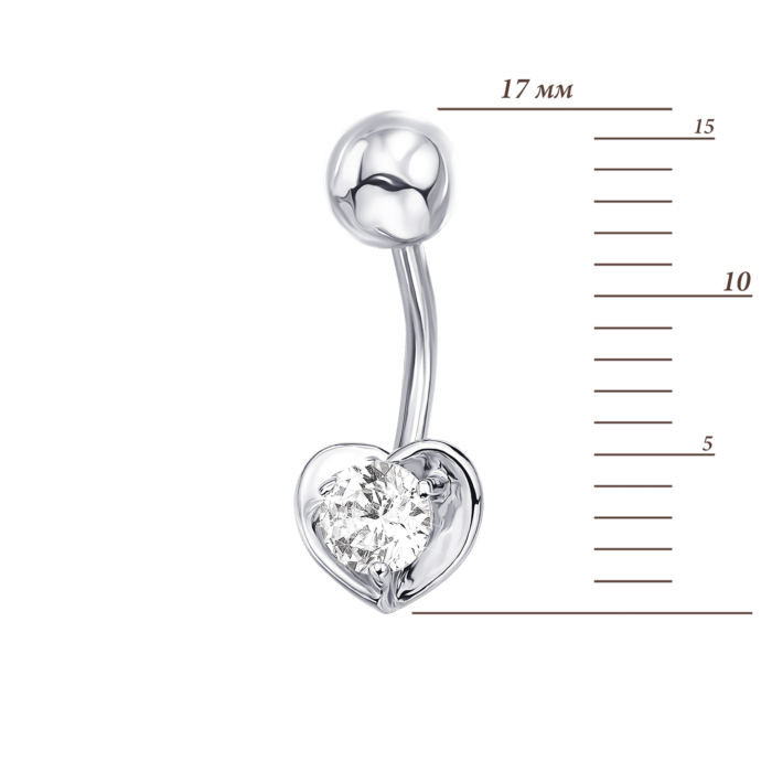 Серебряная серьга-пирсинг с фианитом. Артикул 21072/12/1/29