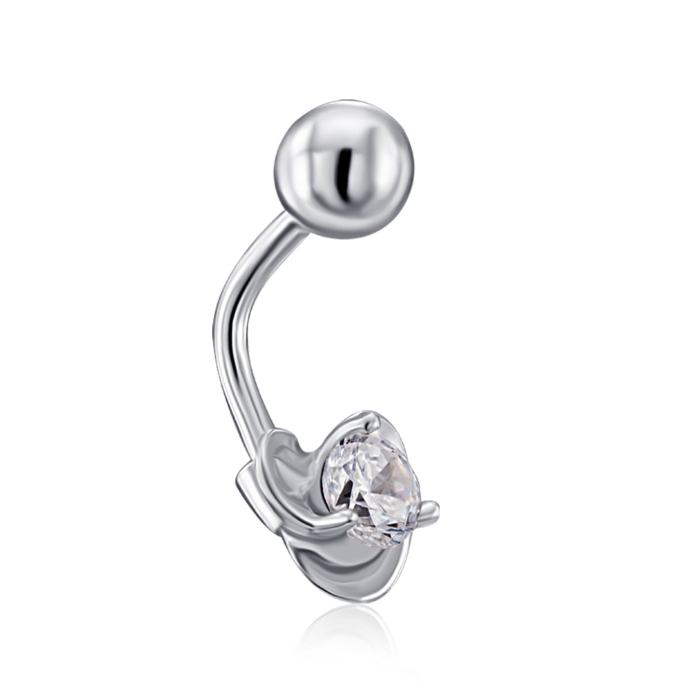 Золотая серьга-пирсинг с фианитом. Артикул 21073/б