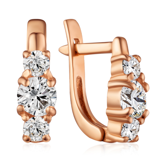 Золотые серьги с фианитами. Артикул 2108353101-E/01/1