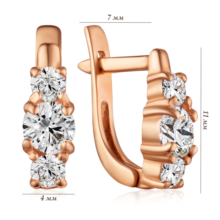 Золотые серьги с фианитами. Артикул 2108353101-E/01/1