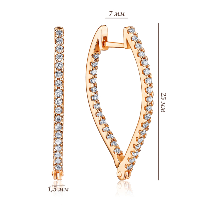 Золоті сережки з фіанітами. Артикул 2108639101