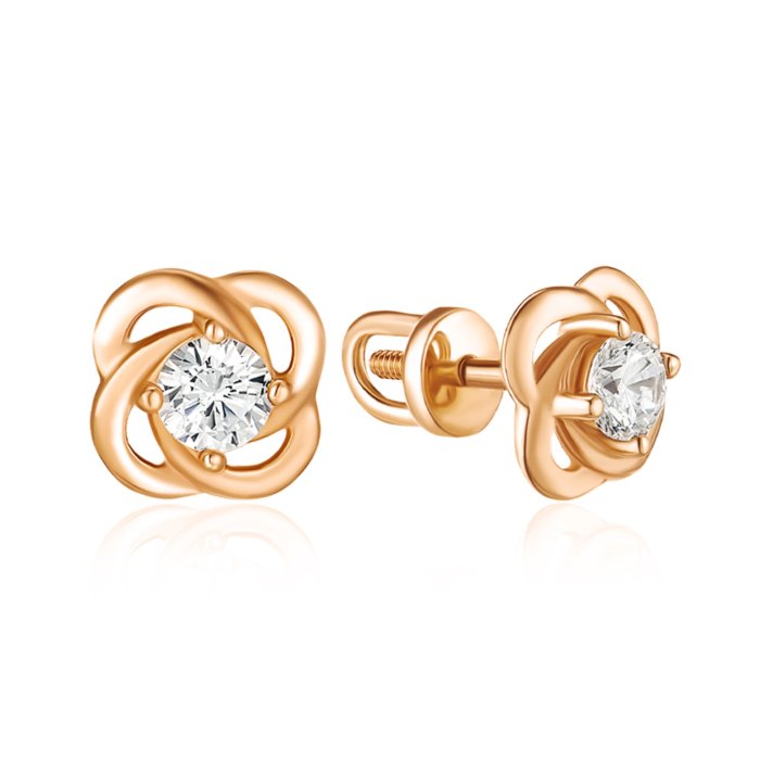 Золотые серьги с фианитом. Артикул 2108886101